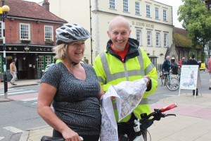 Eric Reed poses with map Alison Bartlett and one of our South Downs SplashMaps