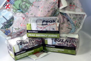 The British Geological Survey maps include illustrated satin maps of London, destination maps for the Peak District & custom maps for their centre at Keyworth.