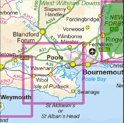 Map of Dorset coast and Jurassic Coast