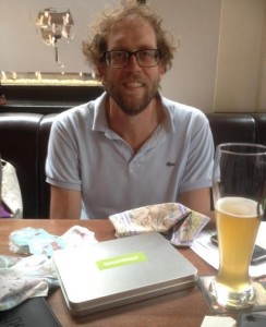 Ed an I talk busines over the good Belgian stuff before Geomob