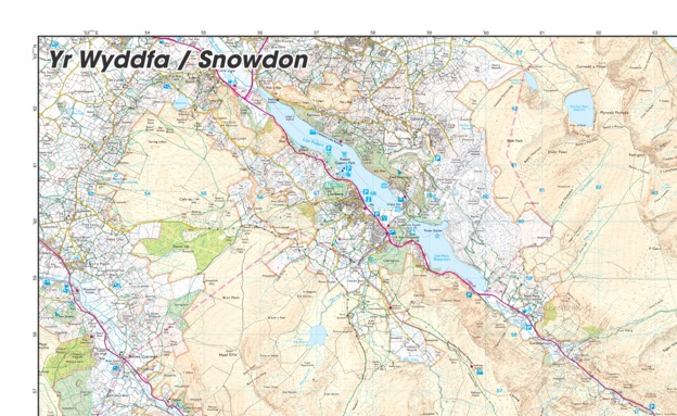 Os Map Snowdonia National Park Yr Wyddfa/ Snowdon Os Map