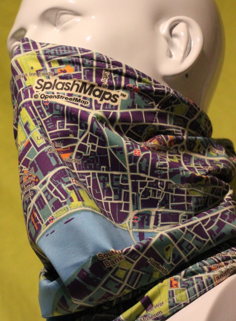 London Toob Mask is SplashMaps' Toggle Toob of the city with detailed mapping in a stylish double layered headwear format.