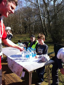 Splashing out the water at the finish